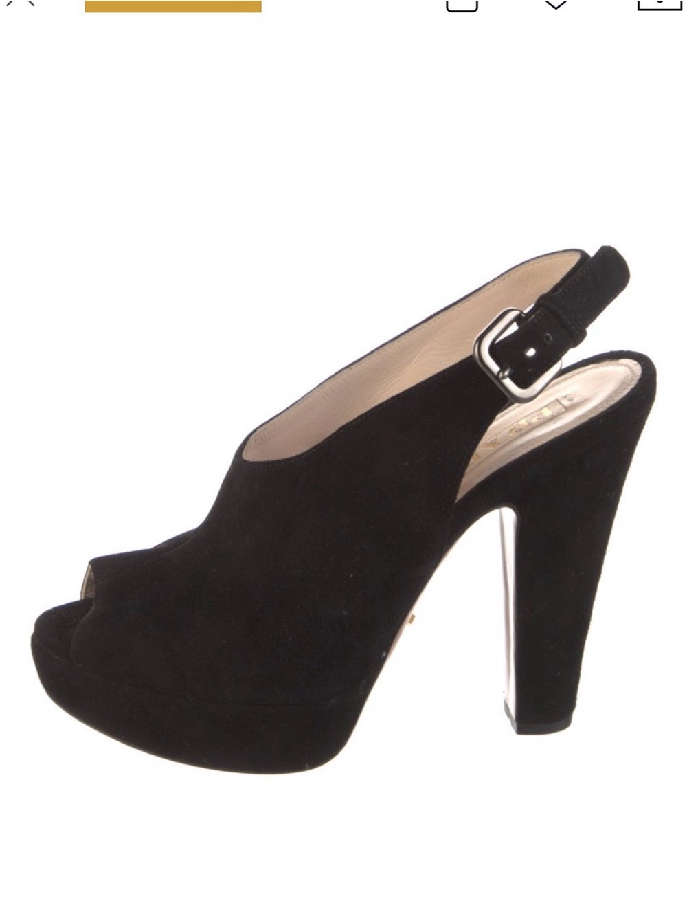PRADA Suede Peep-Toe Slingback Heels
Size 6